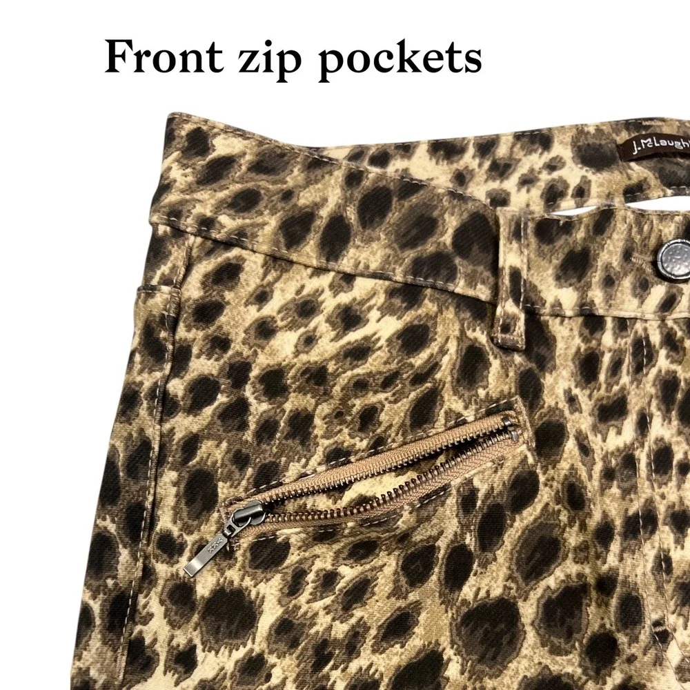 J. McLaughlin Baxter Leopard Print Pants 6 Mob Wife Quiet Luxe Rockstar Chic